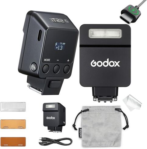 فلاش Godox IT22 C TTL Mini، فلاش iT22C لكاميرا Canon، فلاش GoDox Mini، 700+ ومضة / إعادة تدوير 1.5 ثانية / 1/32 ~ 1/1، قابل للتعديل بزيادات ± 1/3 / شحن USB-C / HotShoeTrigger، مع موزع ومرشحات الألوان in Saudi Arabia