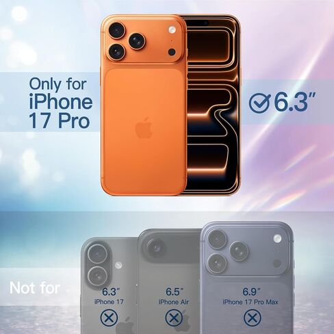 حافظة JETech لامعة لهاتف iPhone 17 Pro مقاس 6.3 بوصة، غطاء ممتص للصدمات مضاد للصدمات، لطيف لامع للنساء والفتيات (شفاف) in Kuwait