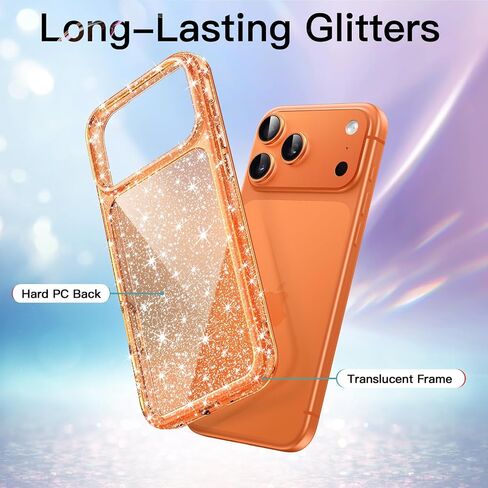 حافظة JETech لامعة لهاتف iPhone 17 Pro مقاس 6.3 بوصة، غطاء ممتص للصدمات مضاد للصدمات، لطيف لامع للنساء والفتيات (شفاف) in Kuwait