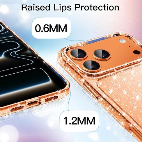 حافظة JETech لامعة لهاتف iPhone 17 Pro مقاس 6.3 بوصة، غطاء ممتص للصدمات مضاد للصدمات، لطيف لامع للنساء والفتيات (شفاف) in Kuwait