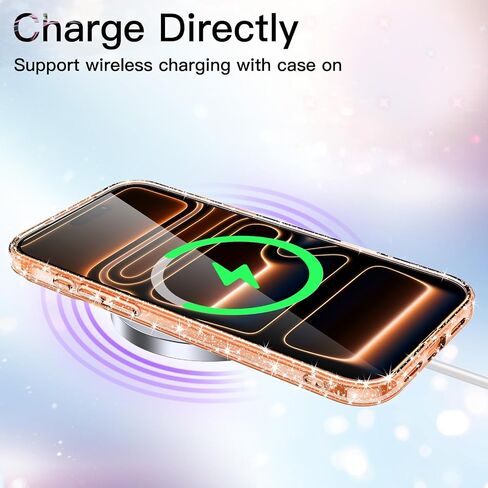 حافظة JETech لامعة لهاتف iPhone 17 Pro مقاس 6.3 بوصة، غطاء ممتص للصدمات مضاد للصدمات، لطيف لامع للنساء والفتيات (شفاف) in Kuwait