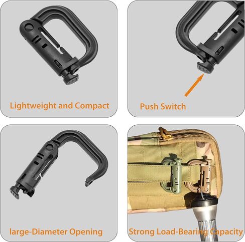 10-Pack Multipurpose Plastic D-Ring Locking Clips Hanging Hook for Molle Webbing Straps Tactical Backpack Bag in Saudi Arabia