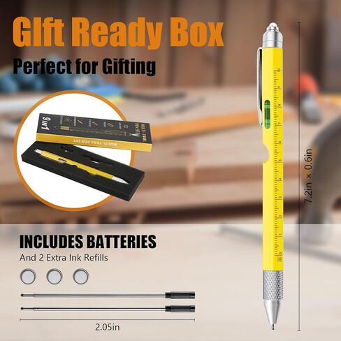 9 in 1 Multitool Pen with LED Light, Cool Gadgets, Stocking Stuffers Gifts for Men, Christmas Gifts for Dad, Husband, White Elephant Gifts for Adults, Gift-Ready Box, 1 Pack in Kuwait