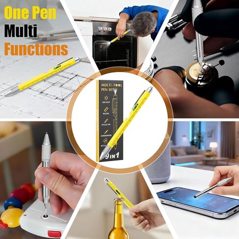 9 in 1 Multitool Pen with LED Light, Cool Gadgets, Stocking Stuffers Gifts for Men, Christmas Gifts for Dad, Husband, White Elephant Gifts for Adults, Gift-Ready Box, 1 Pack in Kuwait