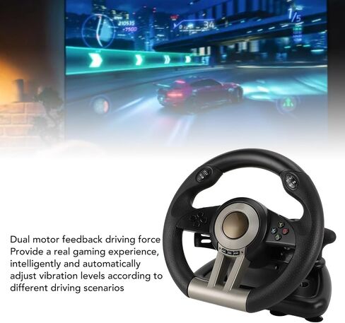 Yoidesu Dual Motor Feedback Force 26cm PC Racing Wheel with Paddle Shifter, for,for Wide Compatibility, Adjustable Vibration, Slip in Saudi Arabia