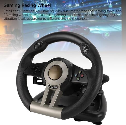 Yoidesu Dual Motor Feedback Force 26cm PC Racing Wheel with Paddle Shifter, for,for Wide Compatibility, Adjustable Vibration, Slip in Saudi Arabia