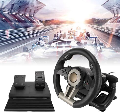 Yoidesu Dual Motor Feedback Force 26cm PC Racing Wheel with Paddle Shifter, for,for Wide Compatibility, Adjustable Vibration, Slip in Saudi Arabia