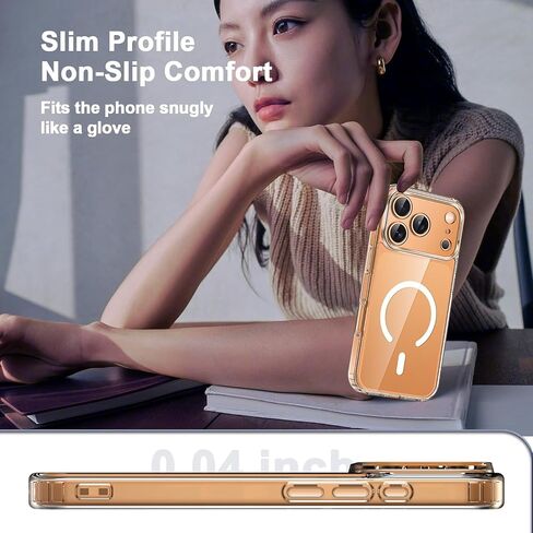 حافظة لهاتف iPhone 17 Pro Max شفافة، حافظة مغناطيسية لهاتف iPhone 17 ProMax مع واقي شاشة وواقي كاميرا [متوافق مع MagSafe]، غطاء TPU مقاوم للصدمات لجرابات هواتف iPhone 17 Max - شفاف in Kuwait