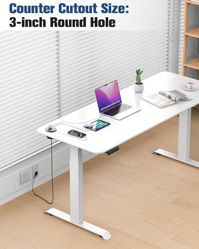 حلقة معدنية لسطح المكتب مقاس 2 بوصة، مخرج حلقة كهربائية مع USB، حلقة طاقة للمنضدة، شريط طاقة مجوف للمكتب مع سلك تمديد بطول 6 أقدام in Kuwait