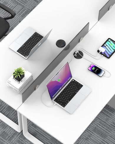 حلقة معدنية لسطح المكتب مقاس 2 بوصة، مخرج حلقة كهربائية مع USB، حلقة طاقة للمنضدة، شريط طاقة مجوف للمكتب مع سلك تمديد بطول 6 أقدام in Kuwait