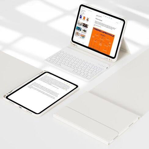 حافظة لوحة مفاتيح لجهاز iPad (A16) الجيل الحادي عشر/العاشر (2025/2022، 11/10.9 بوصة)، لوحة مفاتيح لاسلكية ذكية مغناطيسية قابلة للفصل، غطاء نحيف مع حامل قلم، تنبيه/غفو تلقائي لجهاز iPad A16، بيج in Kuwait