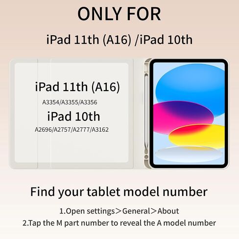 حافظة لوحة مفاتيح لجهاز iPad (A16) الجيل الحادي عشر/العاشر (2025/2022، 11/10.9 بوصة)، لوحة مفاتيح لاسلكية ذكية مغناطيسية قابلة للفصل، غطاء نحيف مع حامل قلم، تنبيه/غفو تلقائي لجهاز iPad A16، بيج in Kuwait