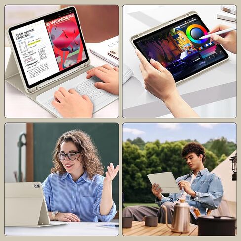 حافظة لوحة مفاتيح لجهاز iPad (A16) الجيل الحادي عشر/العاشر (2025/2022، 11/10.9 بوصة)، لوحة مفاتيح لاسلكية ذكية مغناطيسية قابلة للفصل، غطاء نحيف مع حامل قلم، تنبيه/غفو تلقائي لجهاز iPad A16، بيج in Kuwait