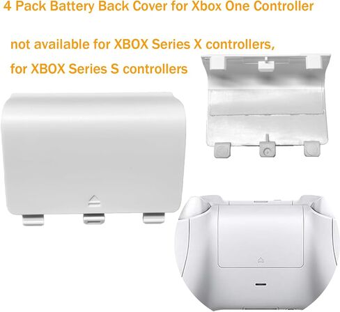 4 عبوات من الغطاء الخلفي للبطارية لجهاز تحكم Xbox One/One X/One S، غطاء بطارية وحدة تحكم واحدة، جزء إصلاح غلاف البطارية الخلفي متوافق مع وحدة تحكم Xbox One/One X/One S (أسود) in Kuwait