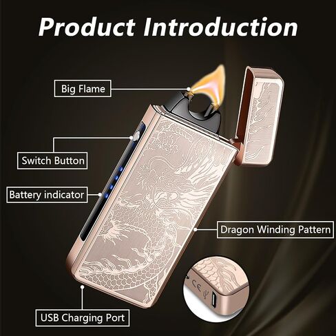 ولاعة كهربائية مزدوجة القوس USB ولاعات كهربائية قابلة لإعادة الشحن عديمة اللهب بلازما مقاومة للرياح ولاعات خالية من البوتان للشموع والبخور والتخييم والمشي لمسافات طويلة والمغامرة (سحرية) in Kuwait