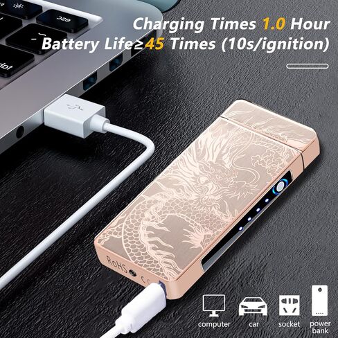 ولاعة كهربائية مزدوجة القوس USB ولاعات كهربائية قابلة لإعادة الشحن عديمة اللهب بلازما مقاومة للرياح ولاعات خالية من البوتان للشموع والبخور والتخييم والمشي لمسافات طويلة والمغامرة (سحرية) in Kuwait