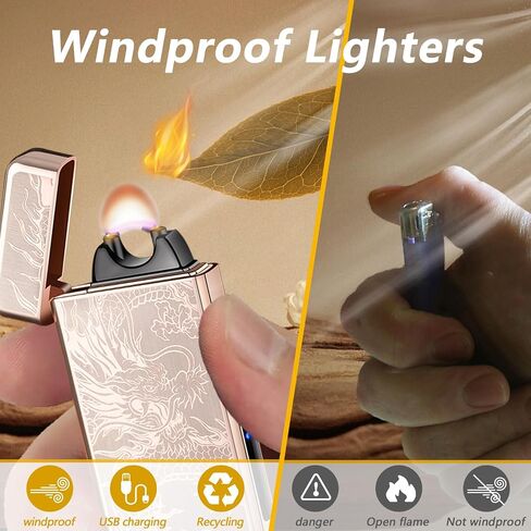 ولاعة كهربائية مزدوجة القوس USB ولاعات كهربائية قابلة لإعادة الشحن عديمة اللهب بلازما مقاومة للرياح ولاعات خالية من البوتان للشموع والبخور والتخييم والمشي لمسافات طويلة والمغامرة (سحرية) in Kuwait