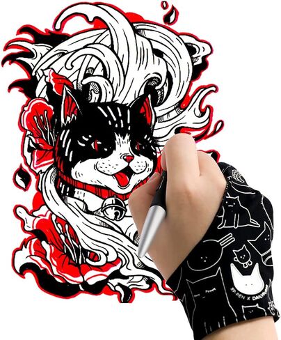 XPPen Artist Pro 22 Gen2 2.5K QHD Drawing Tablet with Screen, XPPen Digital Drawing Glove - Two-Finger Artist Glove with Cute Cat Prin in Saudi Arabia
