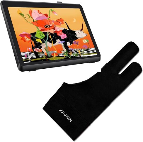 تابلت رسم XPPen Artist Pro 22 Gen2 2.5K QHD مع شاشة، قفاز رسم للفنان XPPen بإصبعين للوحة رسم الرسومات مناسب لليد اليمنى واليد اليسرى (مقاس M) أسود in Saudi Arabia