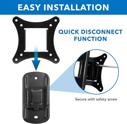 Mount-It! Small to 42 Inch TV & Monitor Wall Mount | Low-Profile Slim Design | 44lb Capacity | Tilts & Swivels | Fits Most 23-42 Inches TV and Monitor in Saudi Arabia