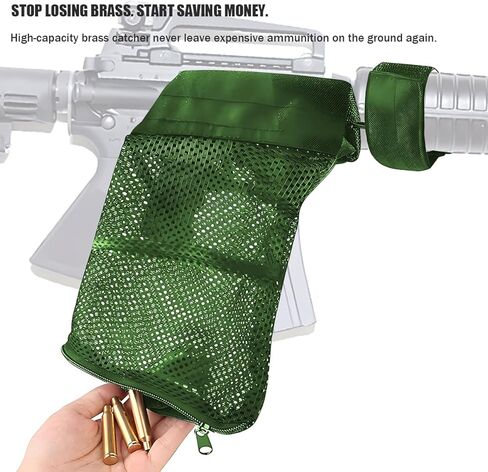 Brass Shell Catcher & Tactical Brass Catcher – Heat-Resistant Nylon Mesh Cartridge Collector with Zippered Bottom, Quick Release for Rifle Range Shooting in Kuwait