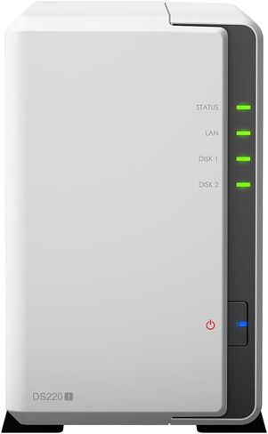 Synology DiskStation DS220j NAS Server with RTD1296 1.4GHz CPU, 512MB Memory, 20TB HDD Storage, 1 x 1GbE LAN Port, DSM Operating System in Saudi Arabia