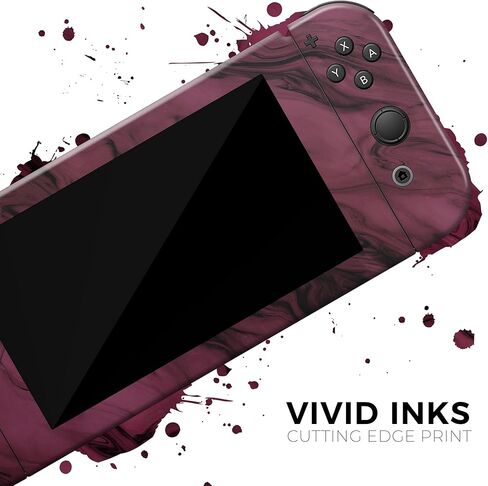 Design Skinz - Compatible with Nintendo Switch OLED Console + Joy-Con - Skin Decal Protective Scratch-Resistant Removable Vinyl Wrap Cover - Black & Pink Marble Swirl V1 in Kuwait