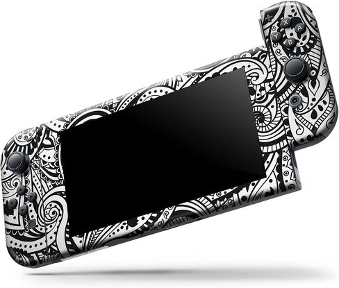 Design Skinz - Compatible with Nintendo Switch OLED Console Bundle - Skin Decal Protective Scratch-Resistant Removable Vinyl Wrap Cover - Black and White Aztec Paisley in Kuwait