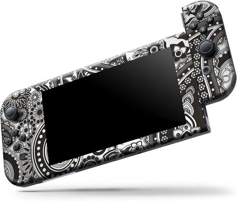 Design Skinz - Compatible with Nintendo Switch OLED Dock Only - Skin Decal Protective Scratch-Resistant Removable Vinyl Wrap Cover - Black & White Pasiley Pattern in Kuwait