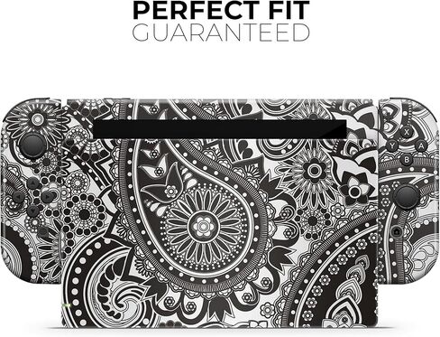 Design Skinz - Compatible with Nintendo Switch OLED Dock Only - Skin Decal Protective Scratch-Resistant Removable Vinyl Wrap Cover - Black & White Pasiley Pattern in Kuwait