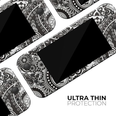 Design Skinz - Compatible with Nintendo Switch OLED Dock Only - Skin Decal Protective Scratch-Resistant Removable Vinyl Wrap Cover - Black & White Pasiley Pattern in Kuwait