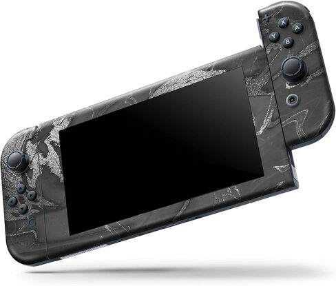 Design Skinz - Compatible with Nintendo Switch OLED Console + Joy-Con - Skin Decal Protective Scratch-Resistant Removable Vinyl Wrap Cover - Black & Silver Marble Swirl V7 in Kuwait
