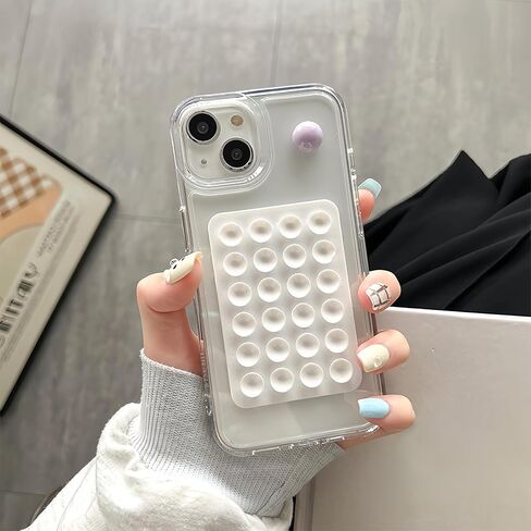2 Pcs Double Sided Silicone Suction Cup Phone Case Detachable Adhesive Mount, Hands-Free Phone Accessories Holder for Selfies and Videos, Sticky Grip with Higher Suction Power, Transparent in Saudi Arabia
