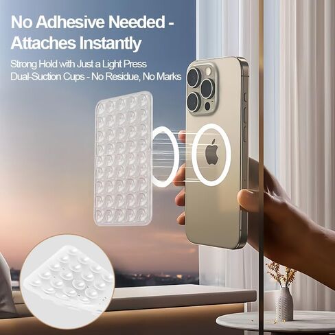 2 Pcs Double Sided Silicone Suction Cup Phone Case Detachable Adhesive Mount, Hands-Free Phone Accessories Holder for Selfies and Videos, Sticky Grip with Higher Suction Power, Transparent in Saudi Arabia