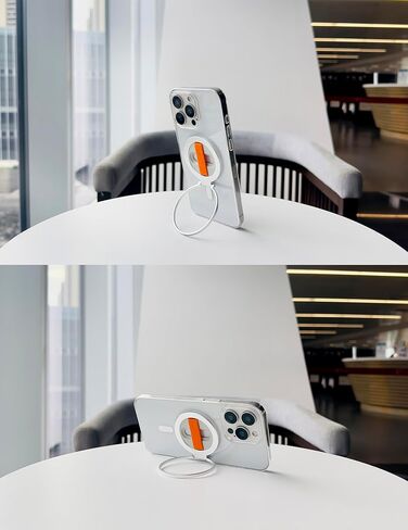 مقبض هاتف مغناطيسي Grat 2 Lite، [حزام إصبع مرن] حامل حلقة للهاتف، متوافق مع سلسلة Magsafe iPhone 16 15 14 13 12 Pro max، أسود in Kuwait