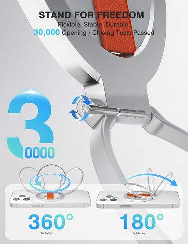 مقبض هاتف مغناطيسي Grat 2 Lite، [حزام إصبع مرن] حامل حلقة للهاتف، متوافق مع سلسلة Magsafe iPhone 16 15 14 13 12 Pro max، أسود in Kuwait