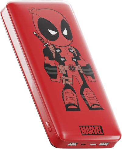 بنك الطاقة Marvel Deadpool 10,000 مللي أمبير في الساعة - حزمة بطارية شاحن الهاتف المحمول المتوافقة عالميًا مع منفذ شحن USB - هدايا Deadpool للرجال والنساء والمراهقين وجميع محبي هدايا Marvel in Kuwait