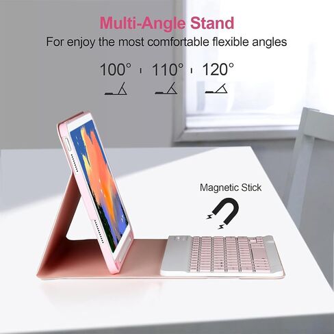 حافظة لوحة مفاتيح iPad 9th/8th/7th Generation مقاس 10.2 بوصة و10.5 بوصة مع ماوس، لجهاز iPad Pro 10.5 بوصة/iPad Air الجيل الثالث غطاء لوحة مفاتيح قابل للفصل مع ماوس وحامل قلم رصاص، وردي in Kuwait