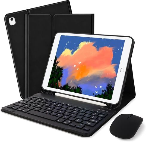 حافظة لوحة مفاتيح iPad 9th/8th/7th Generation مقاس 10.2 بوصة و10.5 بوصة مع ماوس، لجهاز iPad Pro 10.5 بوصة/iPad Air الجيل الثالث غطاء لوحة مفاتيح قابل للفصل مع ماوس وحامل قلم رصاص، وردي in Kuwait