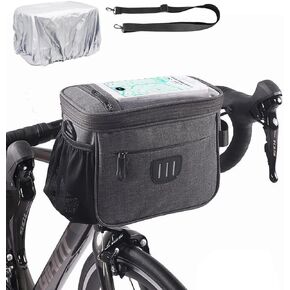 MATTISAM Bike Handlebar Bag with Shoulder Strap, Bike Basket Front with Phone Holder for Phone Under 6.8", Bicycle Basket Front Storage Pouch Road Mountain Bike Cycling Accessories for Kids Men Women