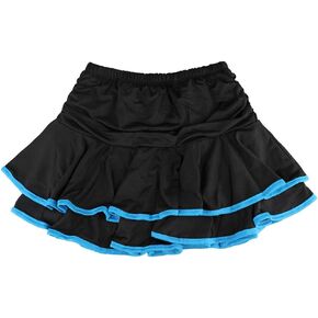 Daydance Kids Girl's Latin Dance Skirt for Ballroom Samba Tango Practice with Boy Shorts Black-Blue