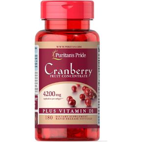Puritan's Pride Cranberry Fruit Concentrate Plus Vitamin D3-180 Softgels