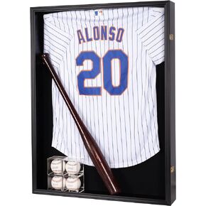 Large Jersey Display Case Frame Shadow Box to Display a XL Football Baseball Hockey Jersey, Military Uniform Motorcyle Jacket, UV Protection Acrylic Door Black Finish