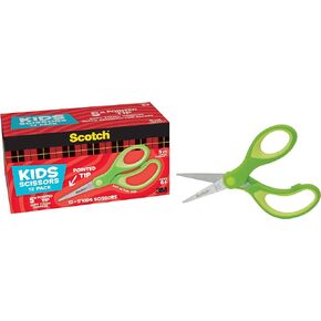 Scotch 5-Inch Soft Touch Pointed Kid Scissors, 12 Count Teacher Pack, Green (1442P-12)- Pack of 6