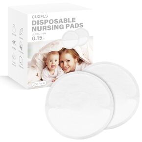 CUXFLS Disposable Nursing Pads Ultra Thin Absorbent,200 Count Breast Pads Leakproof Breastfeeding Essentials and Contoured Day & Night Soft & BPA-Free