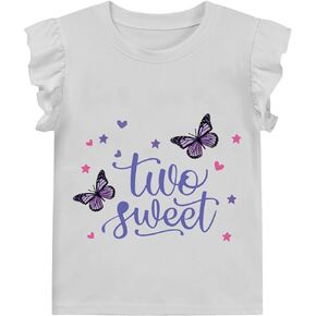 2nd Birthday Shirts for Toddler Girls Second Birthday Ruffle Sleeve Two Wild Cute Sweet Tee Tops