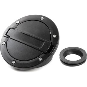 JeCar Gas Cap Cover Fuel Filler Cover Exterior Accessories with Aluminum for Jeep Wrangler JK & Unlimited 2007-2017 Sport Rubicon Sahara (No Logol)