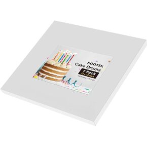 Kootek 12 Inch Square Cake Drums, 1/2 Inch Thick Sturdy Cake Boards with Fully Wrapped Edges, Heavy Duty Cake Bases Corrugated Cardboard for Multi-Layer Cakes, Cake Decorating Baking Supplies (1 Pack)