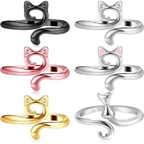 6 Pcs Crochet Rings for Finger Adjustable Crochet Knitting Loop Accessories Metal Yarn Guide Finger Holder Rings, Knitting & Crochet Supplies for DIY Crafts, 4 Colors