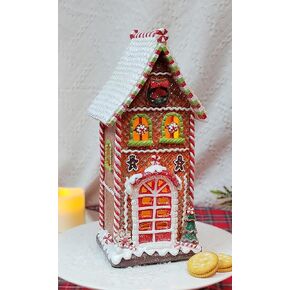 MOMENTS IN TIME 12.9"H Gingerbread Village House - LED Lights, Battery Operated Christmas Village - Hand-Painted Polyresin